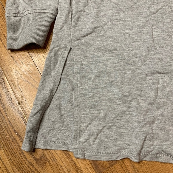 Kersh Grey Lattice Back Tunic Top Long Sleeve Side Slits - Size Large - Picture 2 of 8